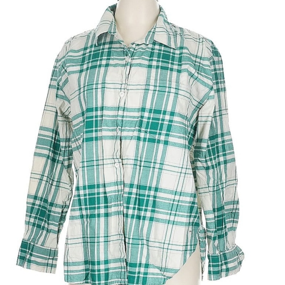 Women’s Banana Republic Teal and Cream Plaid Shirt